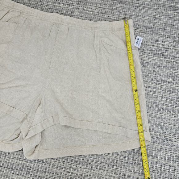 Old Navy Linen Shorts Womens Plus Size 4X Beige High Rise Pockets Stretchy NEW - Picture 6 of 10
